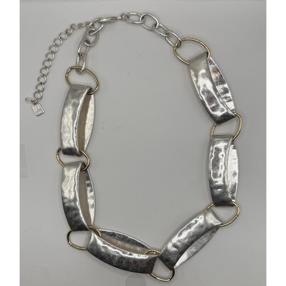RLM SOHO Hammered Link Necklace Silver Mixed Metal Statement Artisan Jewelry NYC